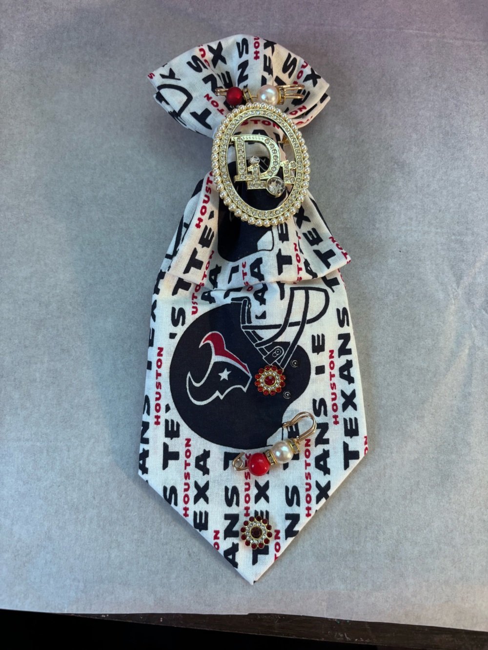 Houston Texans Logo Upcycle Necktie Accessory - White/Black/Red